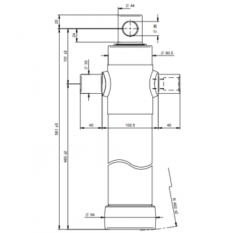Teleskopski cilinder 2 stopnje 3,5 ton 895mm z luknjo 2025F